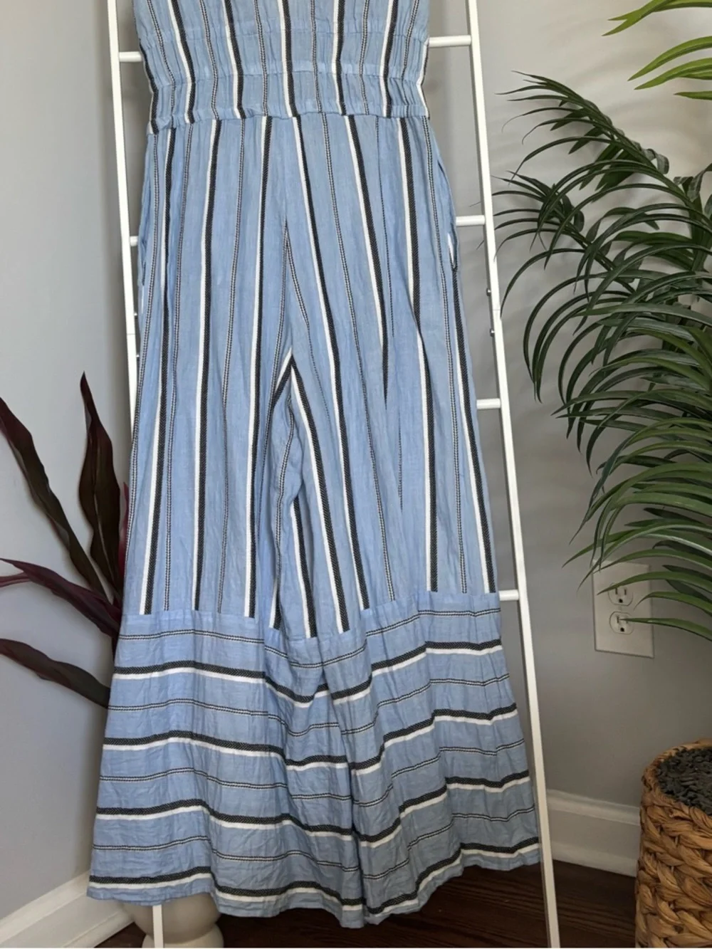 Red Carter Light Blue Sleeveless Striped Jumpsuit - Picture 13 of 16